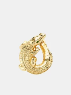 Alligator Yellow Gold Twist Earrings Right