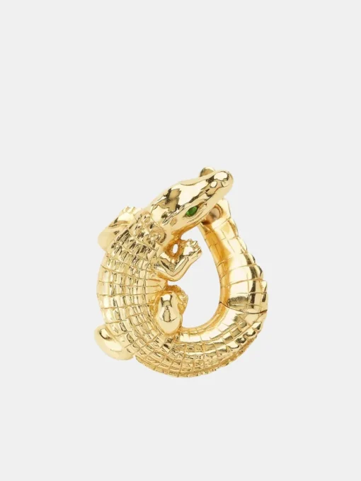Alligator Yellow Gold Twist Earrings Right