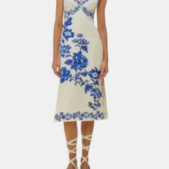 Cascade Wavy Sleeveless Midi Dress