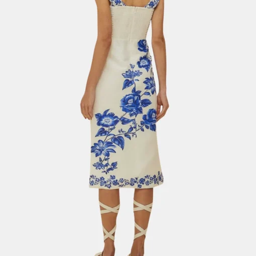 Cascade Wavy Sleeveless Midi Dress