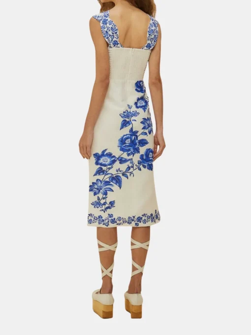 Cascade Wavy Sleeveless Midi Dress
