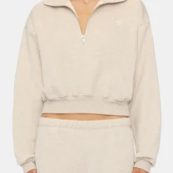 Cropped Half-Zip Sweatshirt
