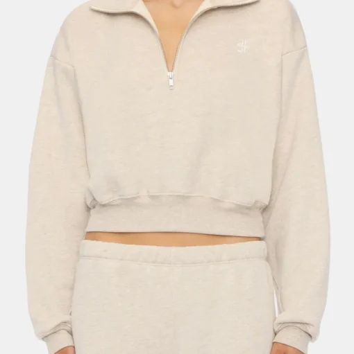Cropped Half-Zip Sweatshirt