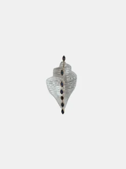 Crystal Quartz Shell with Sapphires