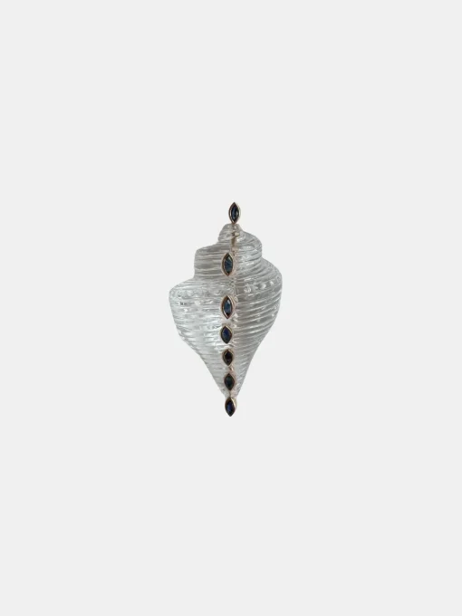 Crystal Quartz Shell with Sapphires