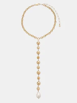 Deep Drop Pearl Lariat Necklace
