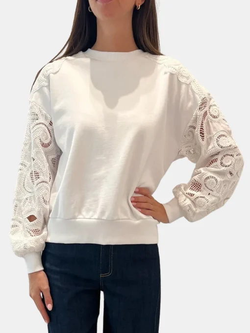 Embroidered Cotton Paisley Pullover