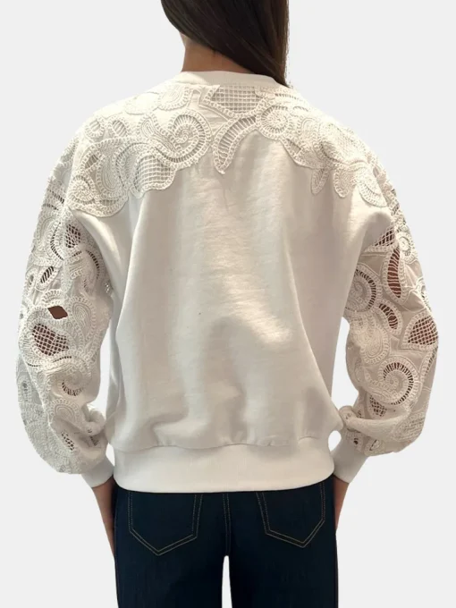 Embroidered Cotton Paisley Pullover