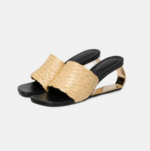Frame Raffia Metal Heel Wedge