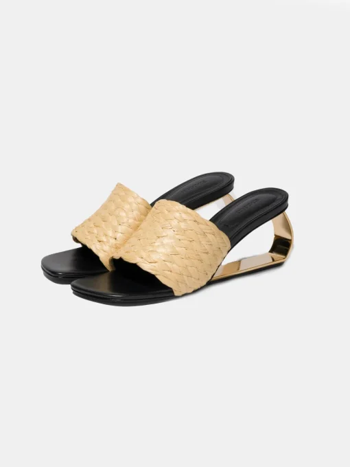 Frame Raffia Metal Heel Wedge