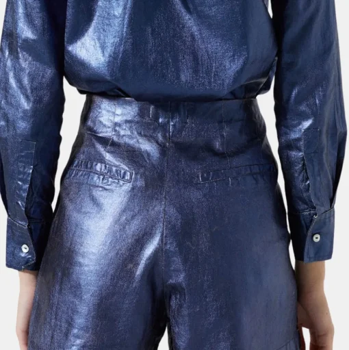 Frida Metallic Linen Shorts