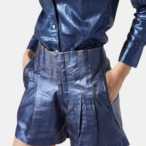 Frida Metallic Linen Shorts