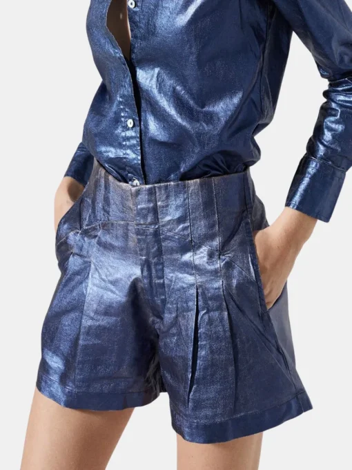 Frida Metallic Linen Shorts