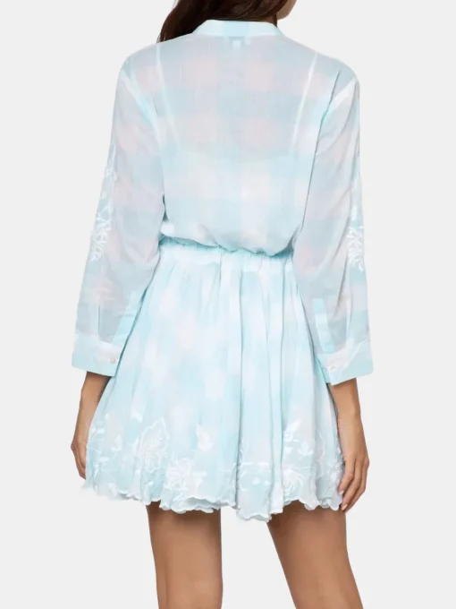 Gingham Print L/s Beach Dress