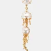Jellyfish Quartz and White Pearl Drop Earring with Diamonds