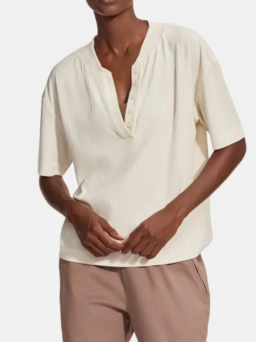 Kasey Mock Placket Rib Tee