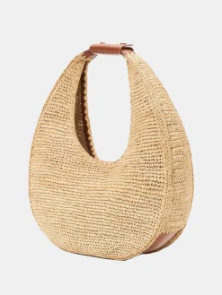 Large Raffia Moon Tote Bag