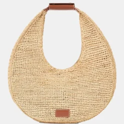 Large Raffia Moon Tote Bag