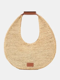 Large Raffia Moon Tote Bag