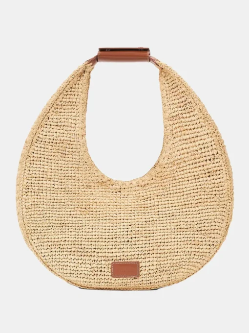 Large Raffia Moon Tote Bag