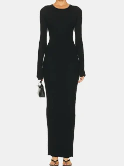 Long Sleeve Crewneck Dress Maxi
