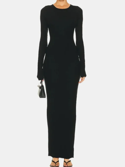 Long Sleeve Crewneck Dress Maxi