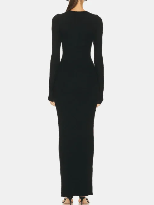 Long Sleeve Crewneck Dress Maxi