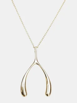Lucky Gold Wishbone Necklace