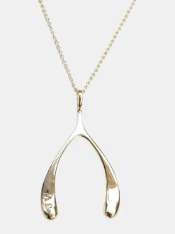 Lucky Gold Wishbone Necklace