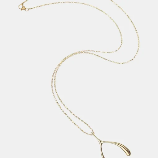 Lucky Gold Wishbone Necklace