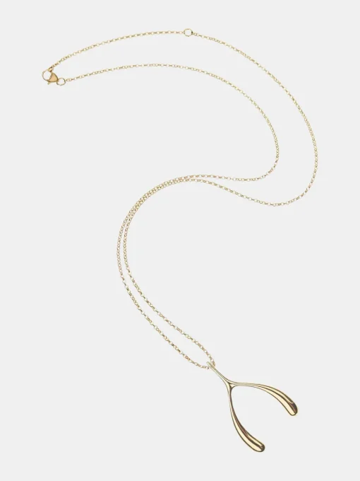 Lucky Gold Wishbone Necklace