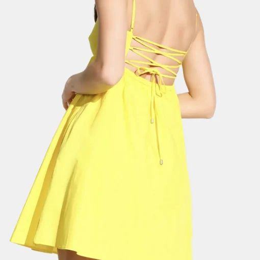 Poplin Lace Up Dress