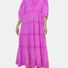 Poplin V-neck Maxi Dress