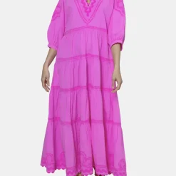 Poplin V-neck Maxi Dress
