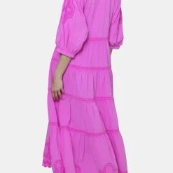 Poplin V-neck Maxi Dress
