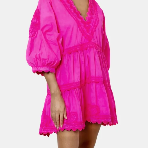 Poplin V-neck Mini Dress