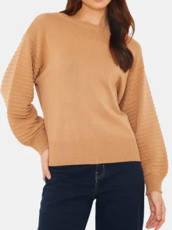 Textured Balloon Sleeve Crew
