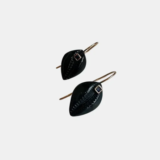 Tiny Cowry Sapphire Earrings