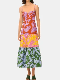 Tropical Swing Mix Midi Dress