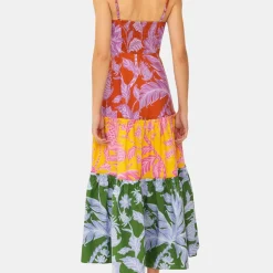 Tropical Swing Mix Midi Dress