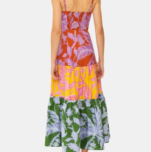 Tropical Swing Mix Midi Dress