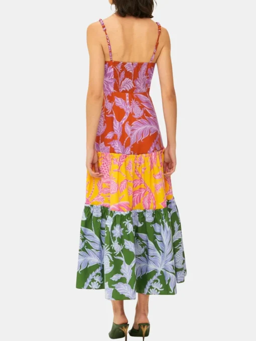 Tropical Swing Mix Midi Dress