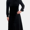 Wool Cashmere Mixed Media Asymmetrical Dress