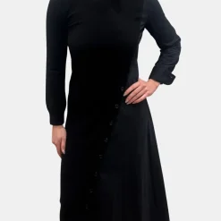 Wool Cashmere Mixed Media Asymmetrical Dress