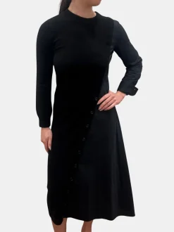 Wool Cashmere Mixed Media Asymmetrical Dress