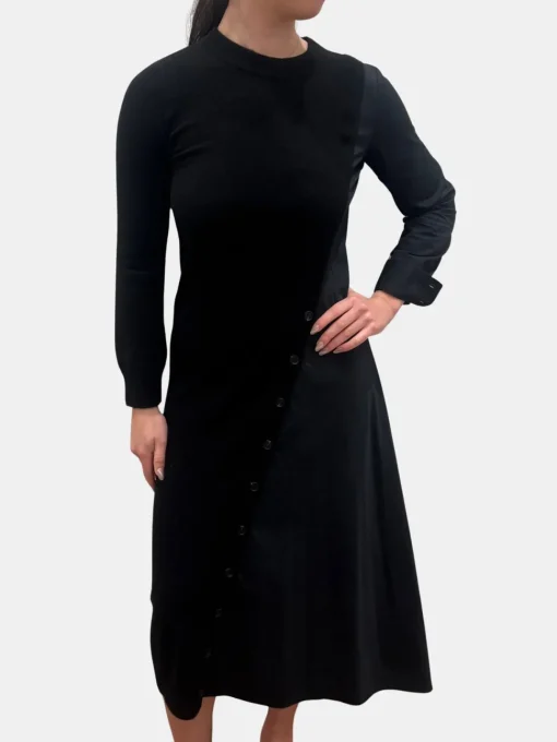 Wool Cashmere Mixed Media Asymmetrical Dress