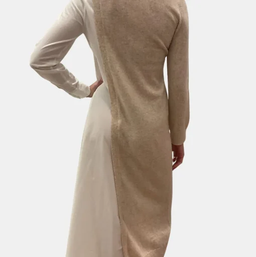 Wool Cashmere Mixed Media Asymmetrical Dress
