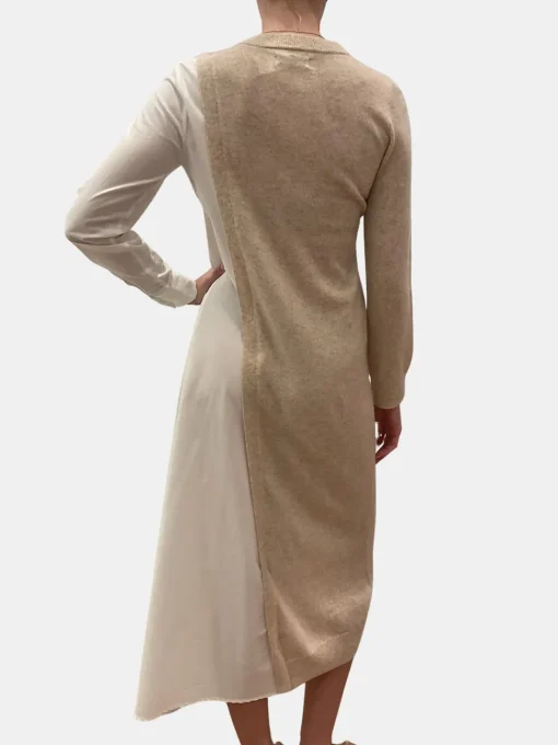 Wool Cashmere Mixed Media Asymmetrical Dress