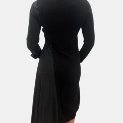 Wool Cashmere Mixed Media Asymmetrical Dress